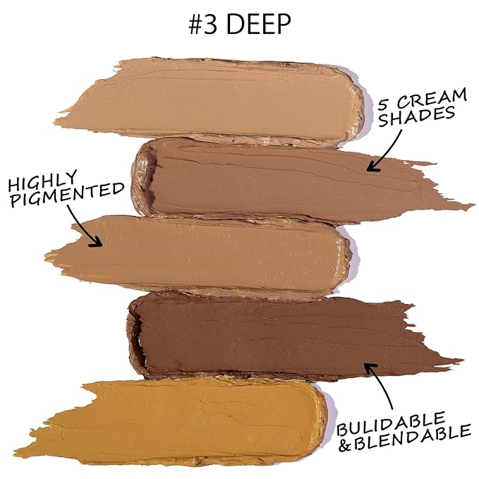 5 In 1 Multi-Use Correcting Concealer Palette,Waterproof Long Lasting Contour Palette,Professional Creamy Concealer Kit for Women,Easy to Create Full Coverage and Natural Finish.#3