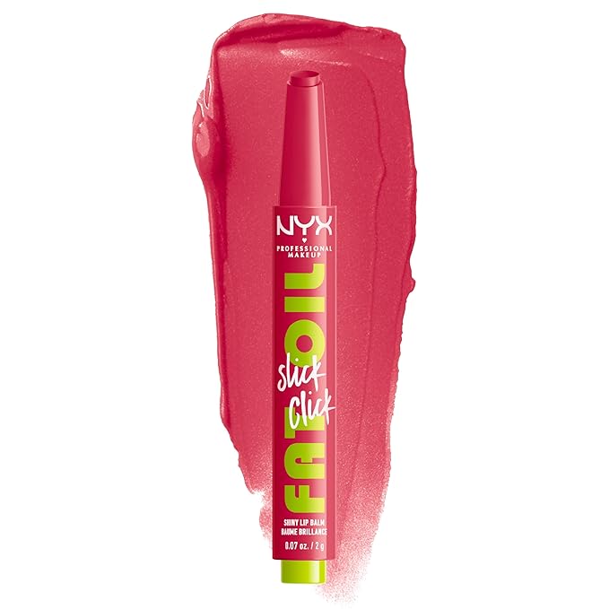 NYX PROFESSIONAL MAKEUP Fat Oil Slick Click, Lightweight, Buildable, Pigmented Vegan Lip Balm - Double Tap