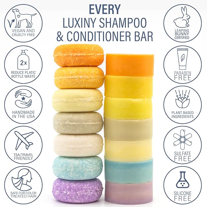 Citrus Splash Shampoo Bars for all Hair Types is Vegan, Sulfate Free and Made in the USA. This beach shampoo bar has a swim detangler and is great as a travel shampoo. Get up to 60 washes.