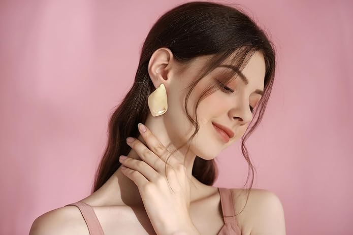 CLASSYZINT Gold/White/Red/Black Flower Stud Earrings For Women