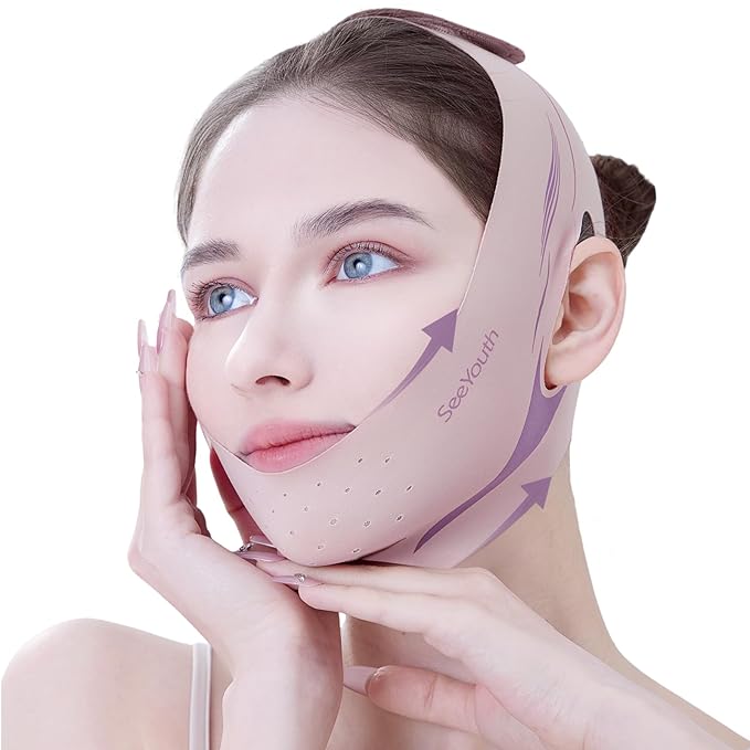 V Line Lifting Mask Chin strap for sleeping, Reusable Face Slimming Strap, V Line Mask, Face Lift Prevent Sagging, V Line Lifting Mask for Women,Jaw Exerciser，Pink