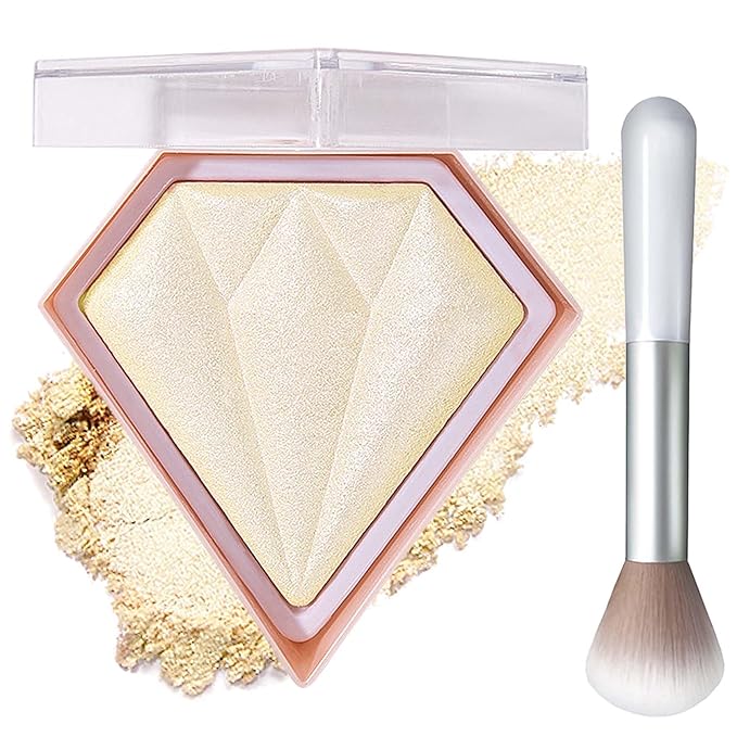 Face Glitter Blush Shimmer Waterproof Highlighter Blusher Powder,Facial Contour Corrector Long Lasting Glitter Illuminator Highlighter Palette Shimmer Highlight Makeup Palette(02#)