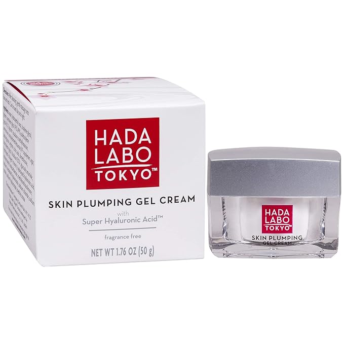 Hada Labo Tokyo Plumping Gel Cream, Facial Moisturizer, Clinically Proven to Provide 24-Hour Moisture in One Use, Super HyaluronicAcid, Ceramides, Collagen, No Parabens, Dyes or Fragrance, 1.76 oz