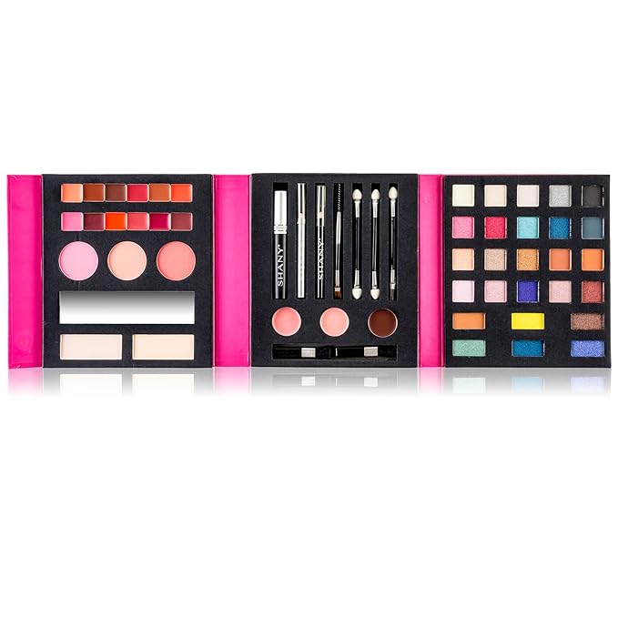 SHANY Beauty Book Makeup Kit All in one Travel Makeup Set - 35 Colors Eyeshadow, Eye brow, makeup blushes, powder palette,10 Lip Colors, Eyeliner pens & makeup Mirror - Holiday Makeup Gift Set