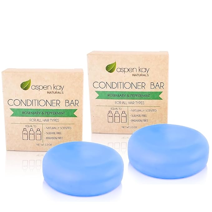 Peppermint & Rosemary Natural Hair Conditioner Bar, Organic, Vegan, Volumizing, Hydrating Argan Oil Conditioner for Curly or Straight Hair, Paraben & Sulfate Free, Made in USA - 2.3 oz.