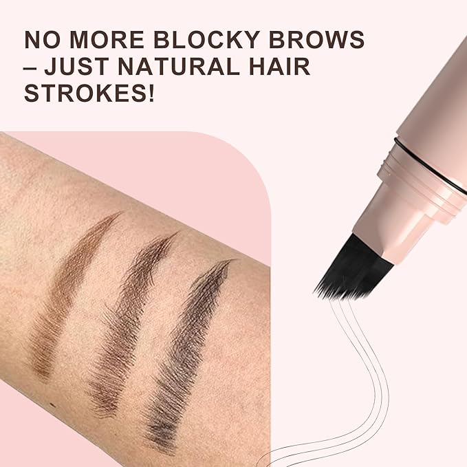 Eyebrow Pen with Hair-Like Strokes, Microblading Eyebrow Pen, Angled Brow Tint Brush for Eyebrows, Smudge Proof, Long Lasting, Easy to Color, Soft Black