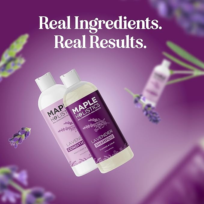 Aromatherapy Lavender Shampoo and Conditioner Set - Paraben and Sulfate Free Shampoo and Conditioner for Women with Chamomile Panthenol Jojoba Oil plus Cleansing and Calming Lavender Essential Oil