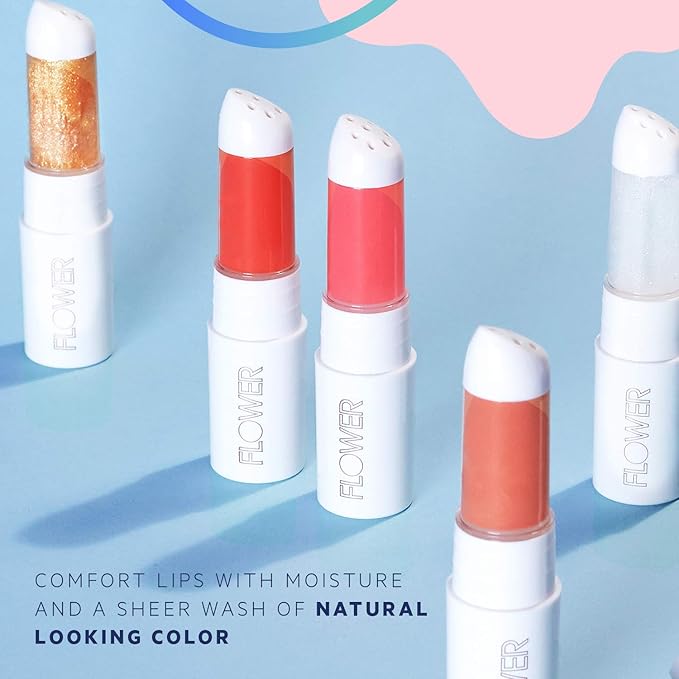 FLOWER BEAUTY By Drew Barrymore Petal Pout Lip Mask - Hydrating + Moisturizes Lips - Mango + Cocoa Butter - Lip Tint - Natural Color + Semi-Glossy Finish (Pucker)