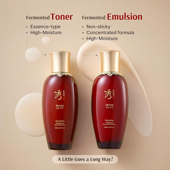 Sooryehan Hyobidam Fermented Skincare Gift Set (13.53fl oz) - Premium Korean Skin Care for Intense Hydration, Elasticity. Ginseng, Snow Fungus.