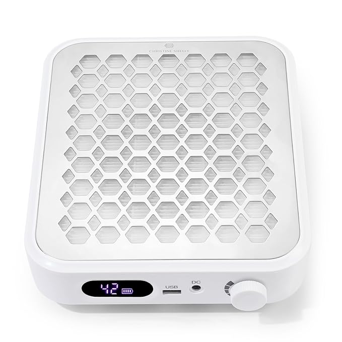 Nail Dust Collector, Rechargeable Dust Collector Nail Tech, Powerful Vacuum Fan Vent Dust Collector Extractor Dust Suction Machine for Acrylic Nails Polishing, Nail Salon&Home
