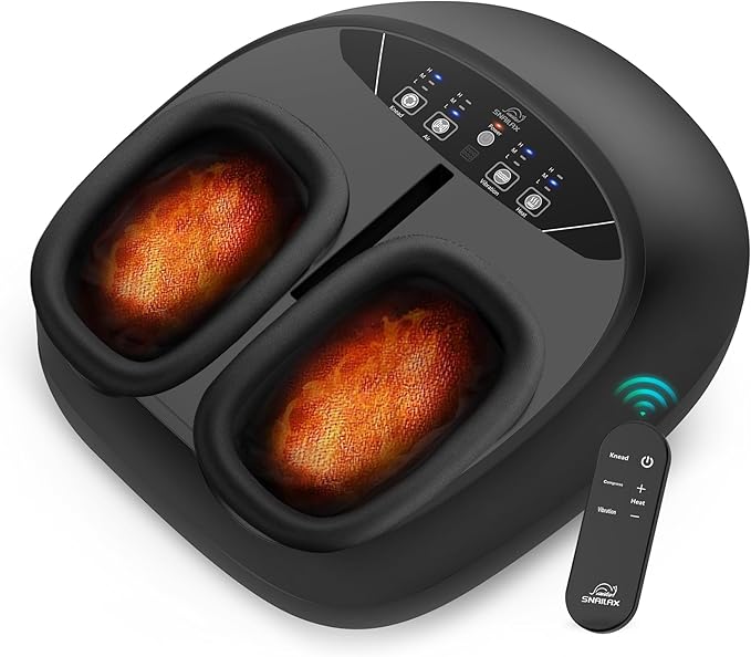Snailax Foot Massager with Heat Compression Vibration Shiatsu Feet Massager for Plantar Fasciitis Neuropathy, Remote Control, Up to Size 13, Gifts for Dad, Mom Heated Foot Warmer