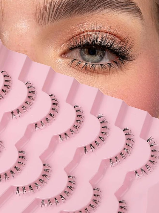 Lashes Natural Bottom Lashes 9mm Lower Strip Lashes Extention False Eyelashes Natural Look Wispy Bottom Eyelashes Fake Lashes Pack 7 Pairs