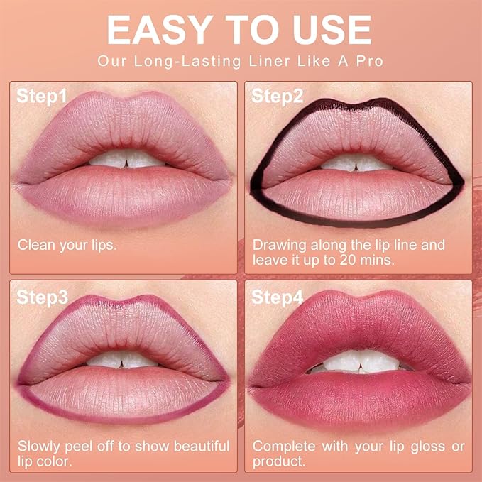 OETUIOW Lip Stain, Lip Liner, Waterproof Moisturizing Long-Lasting, Non-Stick Cup for Women All Skin Types, Black Color