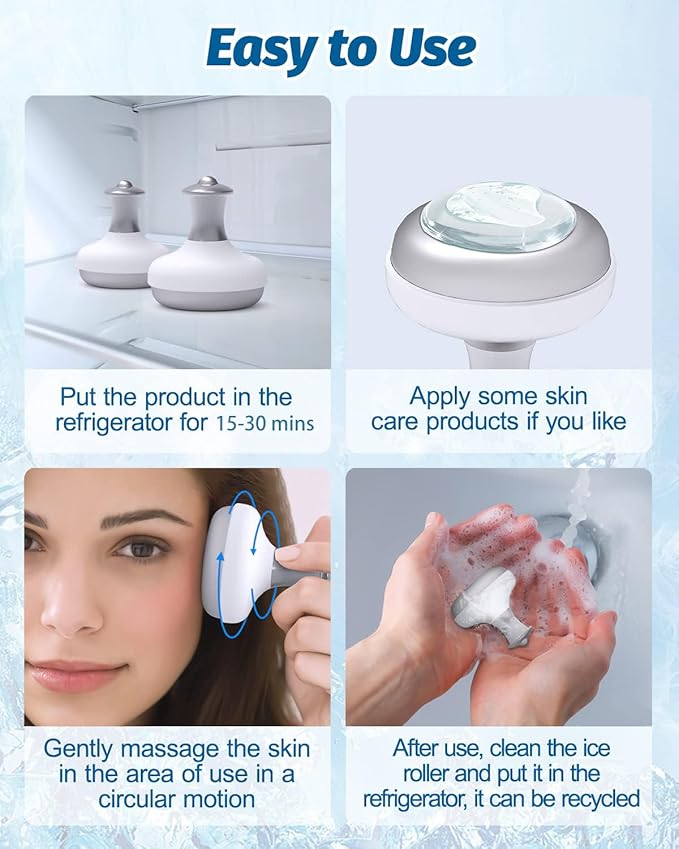 2 Pack Ice Roller for Face and Eyes, Facial Roller Device for Women, Ice Wand for Different Skin