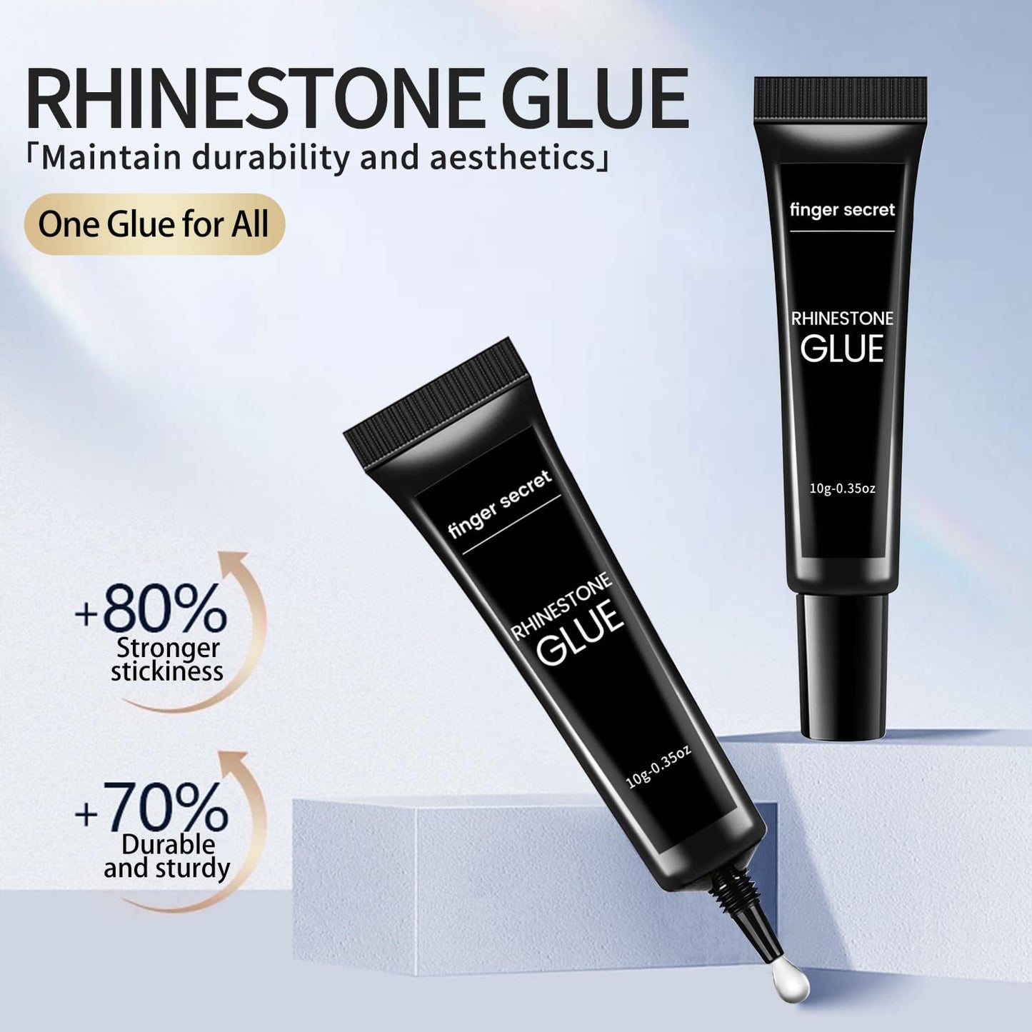 Rhinestone Glue Gel Kit- Superior Nail Art Glue for Nail Art Decorations, Charms, 3D Bling, Gems, Jewel Diamonds UV/LED Easy Application with Nail Rhinestone Glue Kit with Dotting pen
