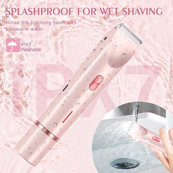 Bikini Trimmer for Women,Dermave Bikini Shaver,2-in-1 Electric Razors for Women(Pale Pink)