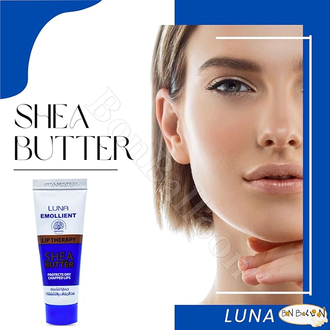 Luna Emollient With Shea Butter Protects Dry Lips Out & Makes Them Look Dewy And Soft For Lip Care That Keeps Your Lips Soft In Extreme (1 Pack = 0.35 oz / 10 ml) لونا حماية للشفاة من الجفاف والتشققات