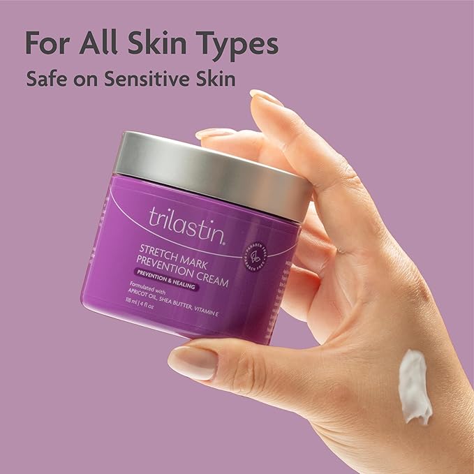 TriLASTIN Maternity Stretch Mark Cream for Pregnancy - 4 fl oz - Paraben-Free & Hypoallergenic - Prevents Stretch Marks & Improves Elasticity - Shea Butter & Belly Cream for Pregnant Women