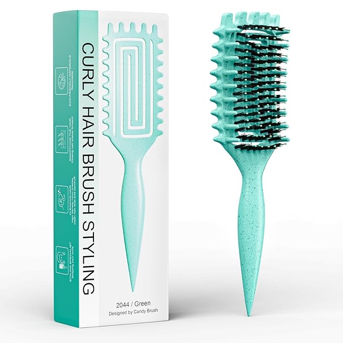 Curl Defining Brush, Curly Hair Brush Defining with Side Gear for Combing, Shaping, and Styling Curly Hair, Lightweight Candy Brush Suitable for All Wet or Dry Hair Types for Women and Men