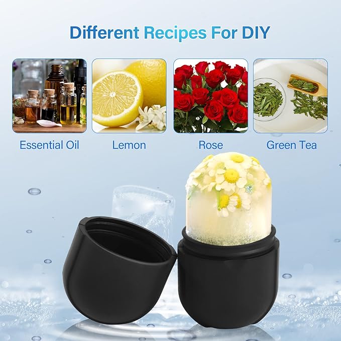 Ice Roller for Face Eye, Ice Roller Mold Face Skin Care Kit for Brighten Skin and Enhance Your Natural Glow Remove Fine Lines Shrink Pores Reduce Acne and Lubricate the Skin (Black)