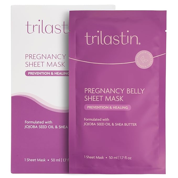 TriLASTIN Belly Masks - Belly Masks for Pregnant Women - Hydrating & Soothing for Itchy Skin - Reduces Stretch Marks - Safe for Sensitive Skin - Paraben & Phthalate-Free - Made in USA - 1 Pack