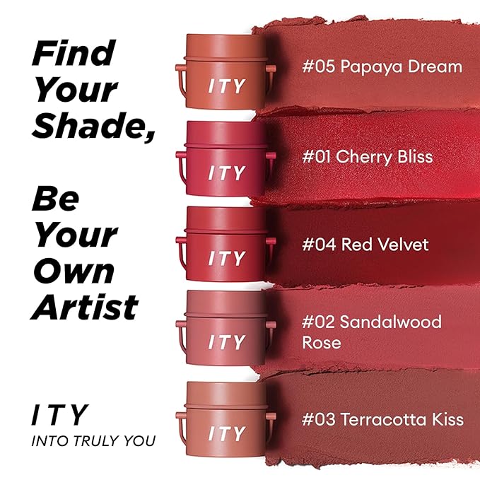 ITY Velvet Matte Finish Lip Stain-Mousse Textured Pudding Pot Lip Clay, Red Shade, Dual-Use as Lipstick and Blush, Conceals Lip Lines, Rich Pigment, 0.21 oz (6g) in Red Velvet