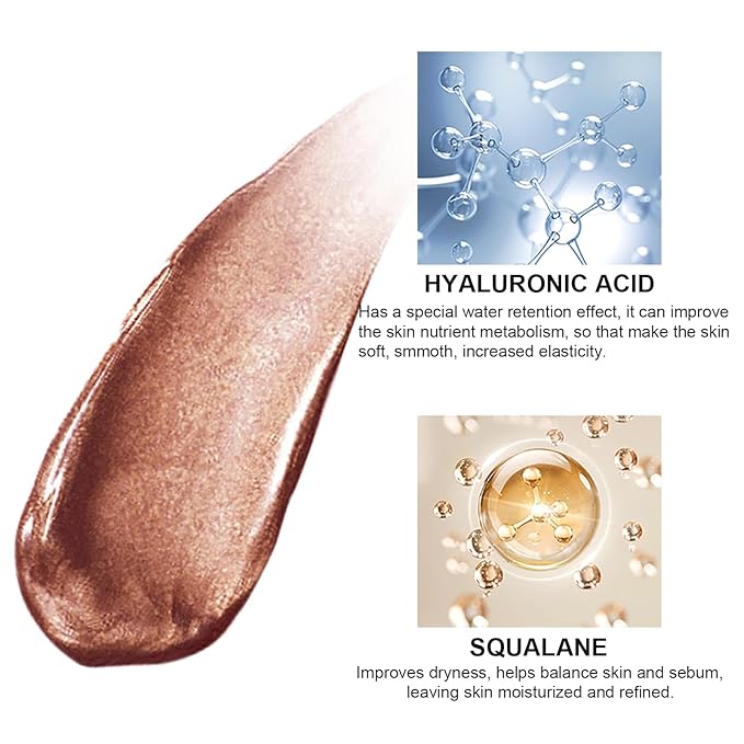 Natural Glow Liquid Filter Makeup, Longwear Face Luminizer, Complexion Booster For Any Part of the Body, Liquid Highlighter with Brush Kit, Infused Hyaluronic Acid, 1.06 fl oz (#07 DEEP/RICH)