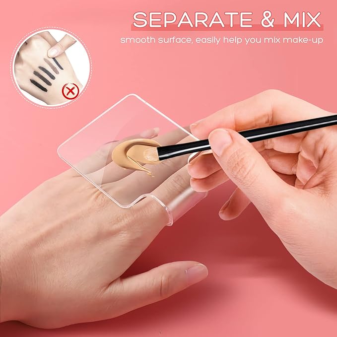 Minkissy 3pcs Makeup Hand Palette Acrylic Nail Art Manicure Palette Makeup Palette Spatula for Home Salon Professional