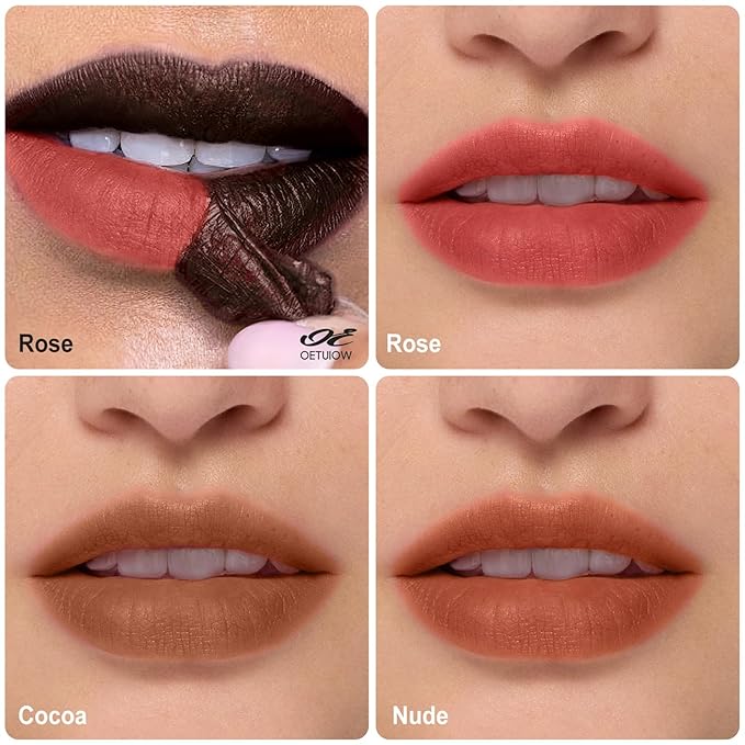 OETUIOW Lip Stain, Lip Liner, Waterproof Moisturizing Long-Lasting, Non-Stick Cup for Women All Skin Types, Cocoa Color