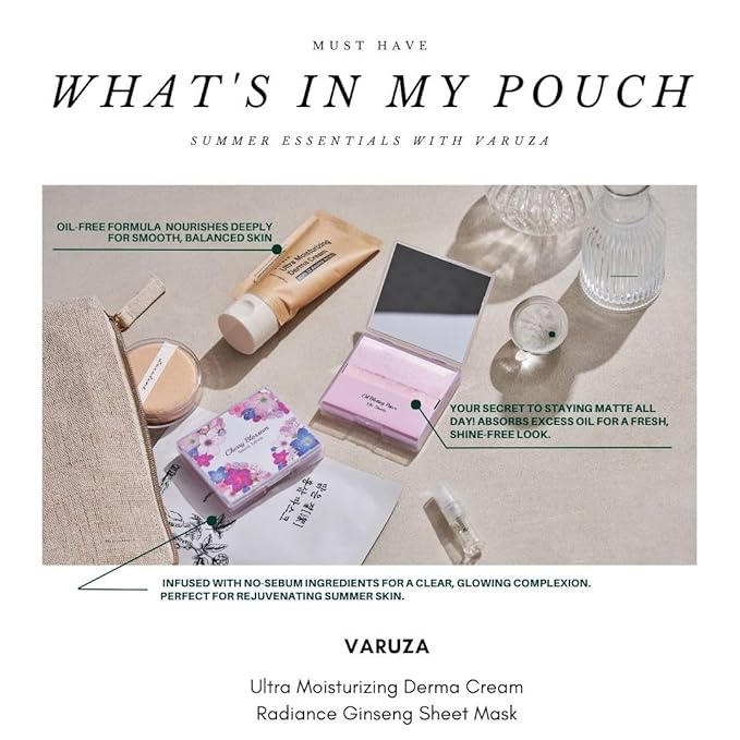 [400 Counts + Mirror Case] Cherry Blossom Natural Oil Blotting Paper for Face with Mirror Compact and Refills