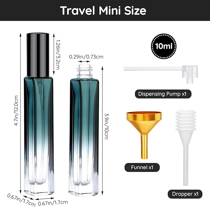 Segbeauty Refillable Perfume Bottle Travel, 5pcs 10ML Mini Glass Spray Bottles for Perfume, Empty Fine Mist Cologne Sprayer Portable Sample Container Atomizer for Dispensing Toilteries Liquid Cosmetic