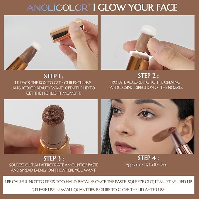 Contour Stick With Cushion Applicator,Liquid Contour Wand,Cream Contour Smooth,Bronzer Stick Lightweight Liquid Bronzer For Face (02#Fair/Medium)