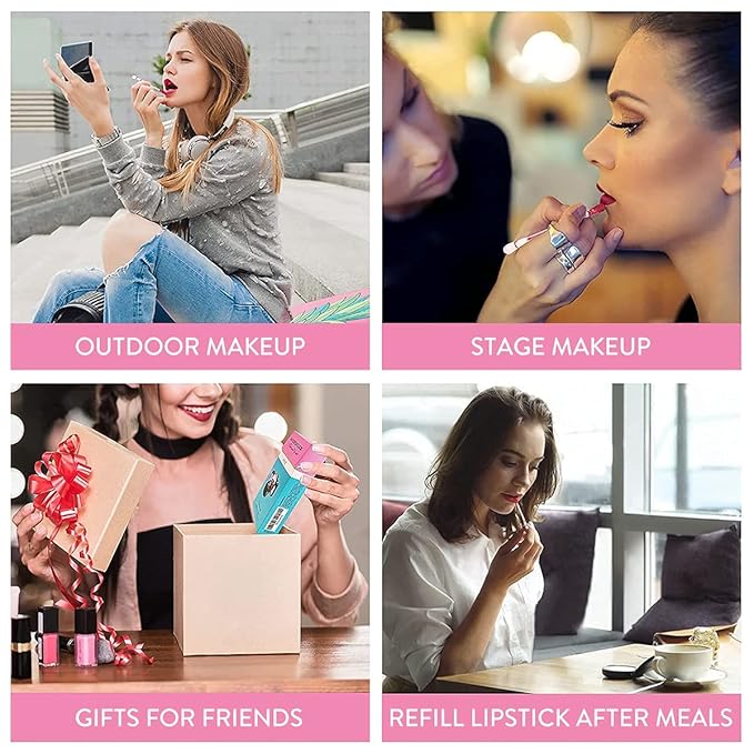 FLIPNEX 20Pcs Cotton Swab Tattoo Lipstick, Tattoo Lipstick Cotton Swab Lip Tint, Waterproof and Long Lasting Liquid Non-Stick Portable Lip Gloss (Red)