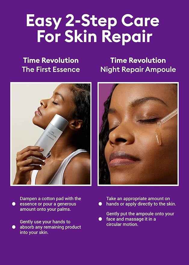 MISSHA Time Revolution Gift Set The First Essence 5X & Night Repair Ampoule 5X for Radiant, Youthful Skin