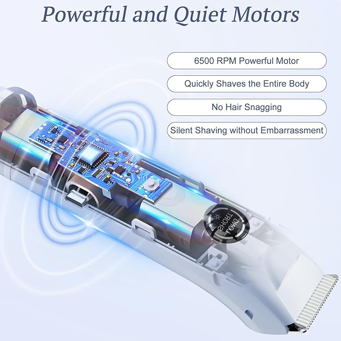 Bikini Trimmer for Women, 4 in 1 Wet/Dry Electric Razors for Women - Dual Head, Painless Rechargeable Portable Womens Razors for Shaving Set for Face, Nose, Eyebrows, Armpits, Bikini Area (Blue)