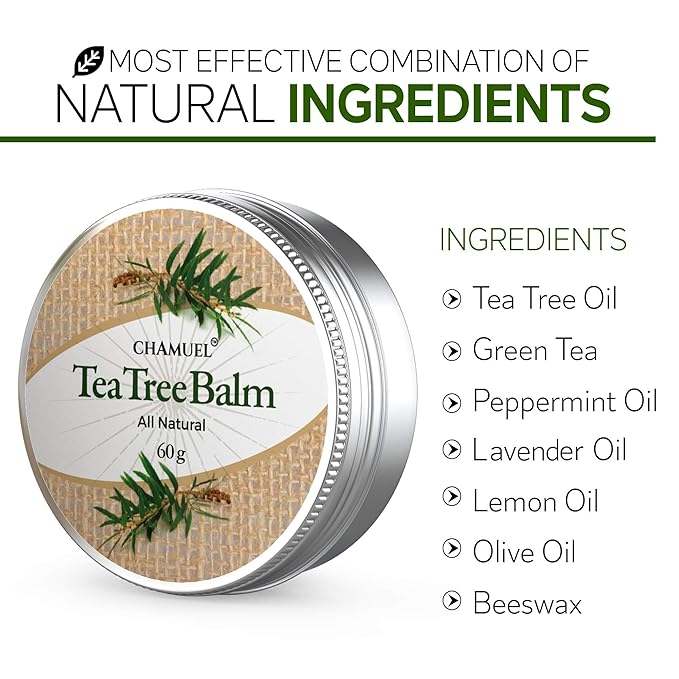 Tea Tree Oil Balm -100% All Natural | Great Cream for Soothing Irritations like Rashes, Insect Bites, Folliculitis, Acne, Itches, Dry Heels, Cuticles, Saddle Sores and more!