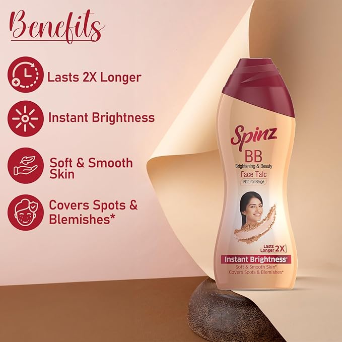 Spinz BB Talc, instant glow cover spots & blemishes 100g