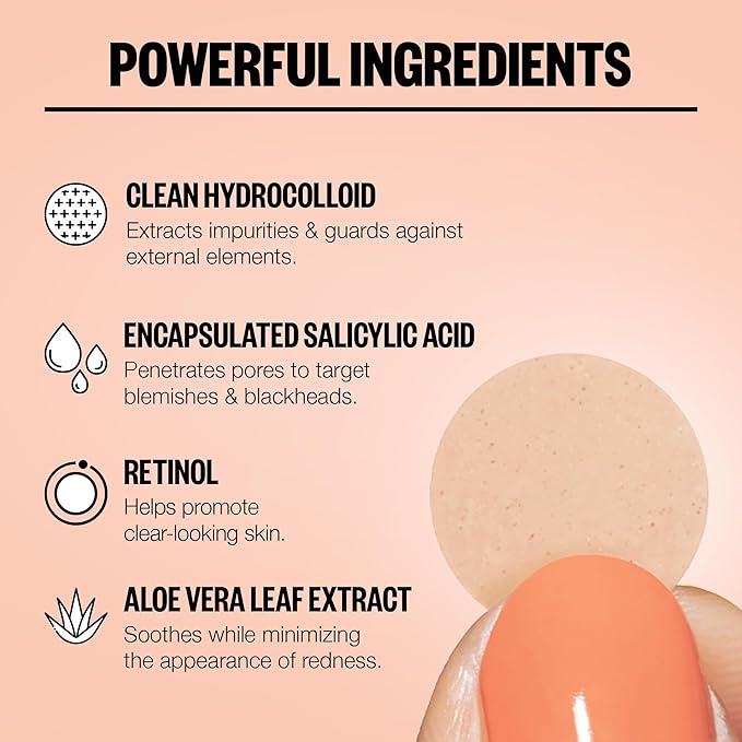 PEACE OUT Acne Healing Dots Helps Clear Blemishes Overnight, Fast Acting Hydrocolloid Pimple Patches for Breakouts with Salicylic Acid, Retinol and Aloe Vera, Award Winning Skincare Solution 10 Count