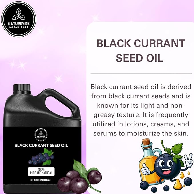 Naturevibe Botanicals Black Currant Oil 32 Ounces | 100% Pure and Natural | Great for Skin Care and Hair Care