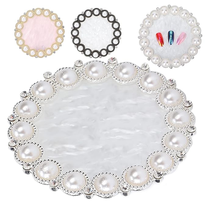 Polish Mix Palette, Resin Nail Art Display Board Cosmetic Nail Mixing Palette Color Mixing Nail Art Tips Display Plate(Silver)