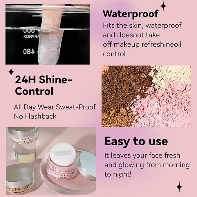 Oil Control Loose Powder Makeup Translucent Setting Powder Shimmer Long Lasting Lightweight Polvo Traslucido Maquillaje Para Mujer Face Powder Makeup - 04 Dark Brown Shimmer