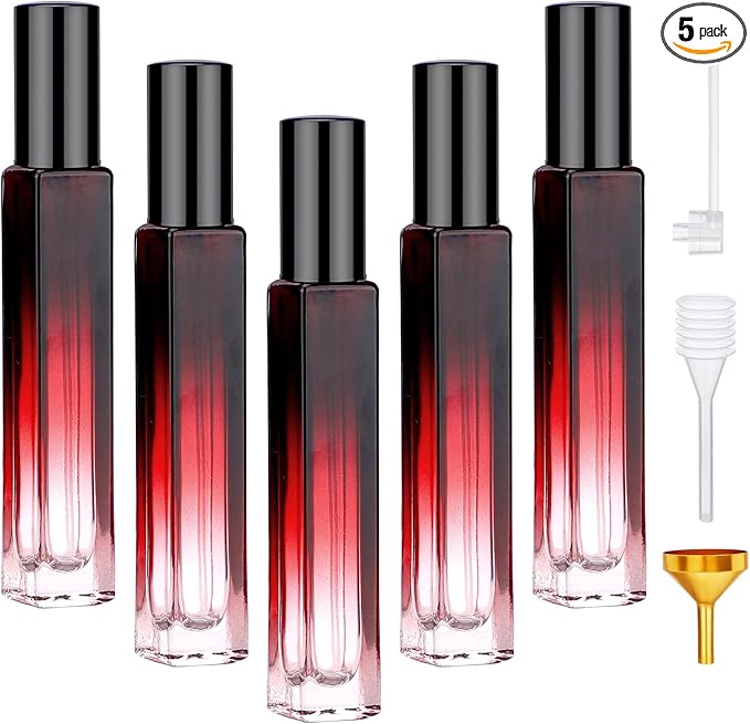 Segbeauty 5 Packs Perfume Bottles Empty, 10ML Refillable Portable Cologne Sprayer, Glass Spray Bottles for Dispensing Liquid Cosmetic, Mini Travel Size Perfume Atomizer Sample Container for Frangrance