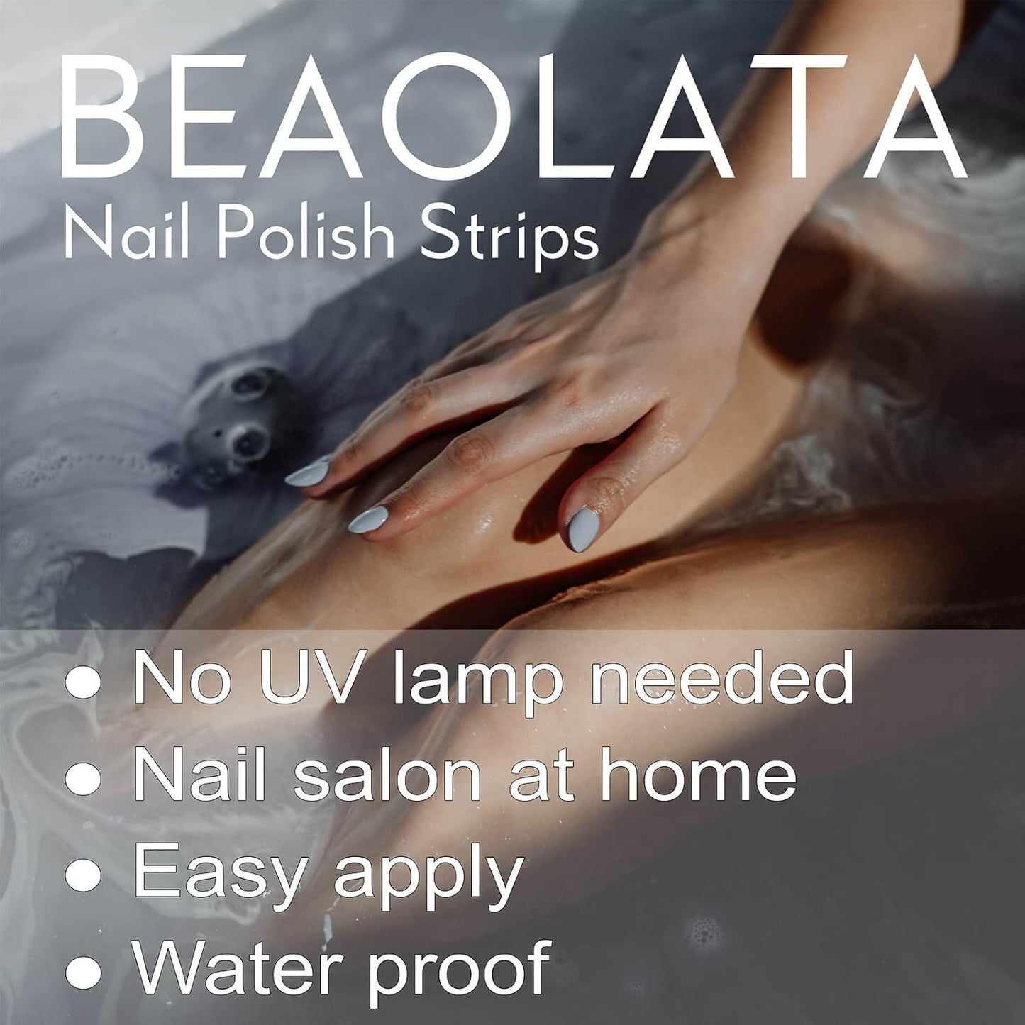 Nail Polish Strips, 32PCS Salon Quality Wraps, Long Lasting Gel Nail Stickers for Women Easy Apply& Remove (Cosmic Indigo)