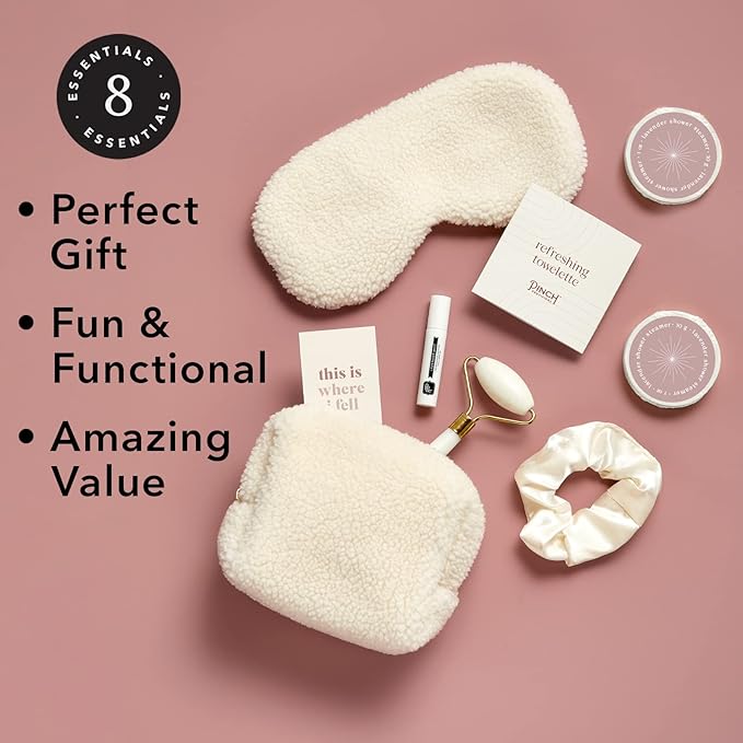 Pinch Provisions Be Kind UnWind Kit, Includes 8 Luxury Self Care and Spa Beauty Essentials, Perfect for Birthday Present, Self-Care Nights, Bachelorette, Christmas or Slumber Party Gift