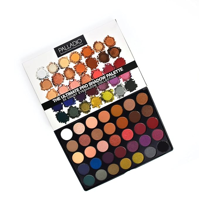Palladio Ultimate Pro Eyeshadow Palettes, Professional and Personal Use, 35 High Pigmented Powder Colors, Matte, Shimmer, Satin Finishes, Long Lasting (SPRING 2020)