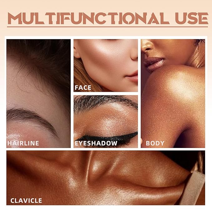 Cream Contour Stick for Cheeks Tint, Multi-Use Makeup Highlighter Blush Bronzer Stick, Natural Glow Solid Moisturizer Stick Blendable Illuminator On-the-Go Shimmer Cream Contour Makeup-03