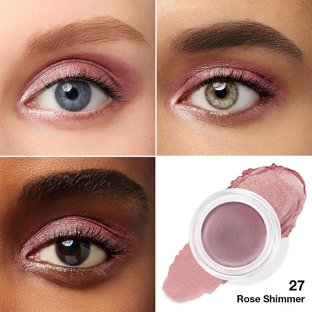 Kaely Single Cream Eyeshadow Pot, Rose Shimmer Eye Shadow for Older Women High Pigmented Waterproof, Natural Eyeshadow Palette Makeup Brightener, sombras en crema para ojos, Blendable, 27