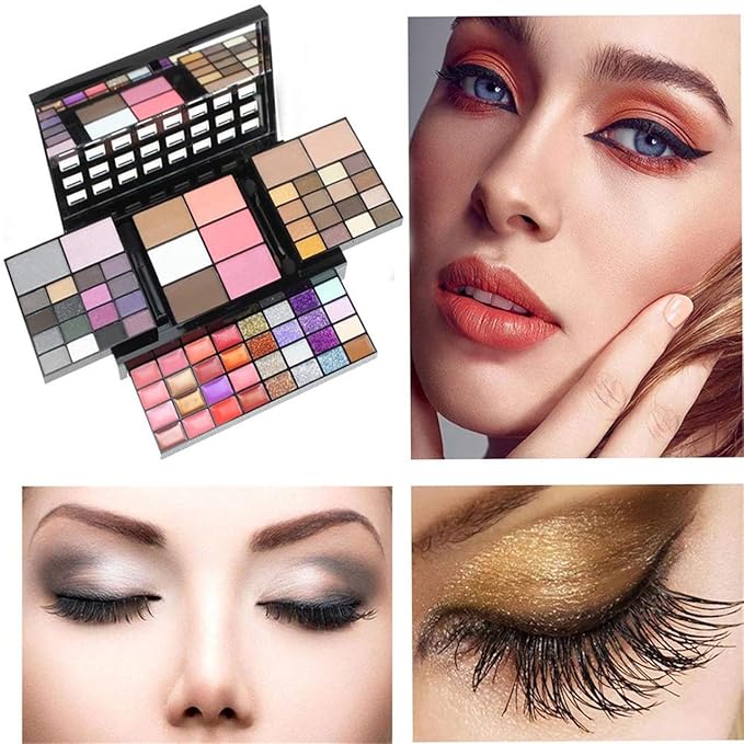 All in One Makeup Kit for Women Full Kit Girls Makeup Gift Sets Xmas Essential Bundle Include Eyeshadow Palette Lipstick Blush Concealer Eyeliner Mascara Foundation Brush Eyebrow Pencil