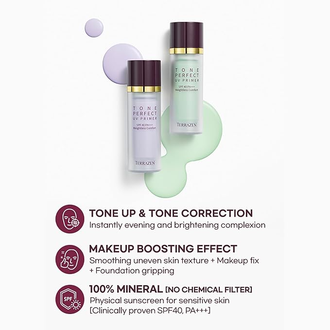 Korean Face Primer 30ml - Korean Makeup & Skincare Lightweight Corrector Base SPF40 Green Cream Corrector - Reduces Redness, Moisturizes for Red, Anti Red, Sensitive Skin with Aloe
