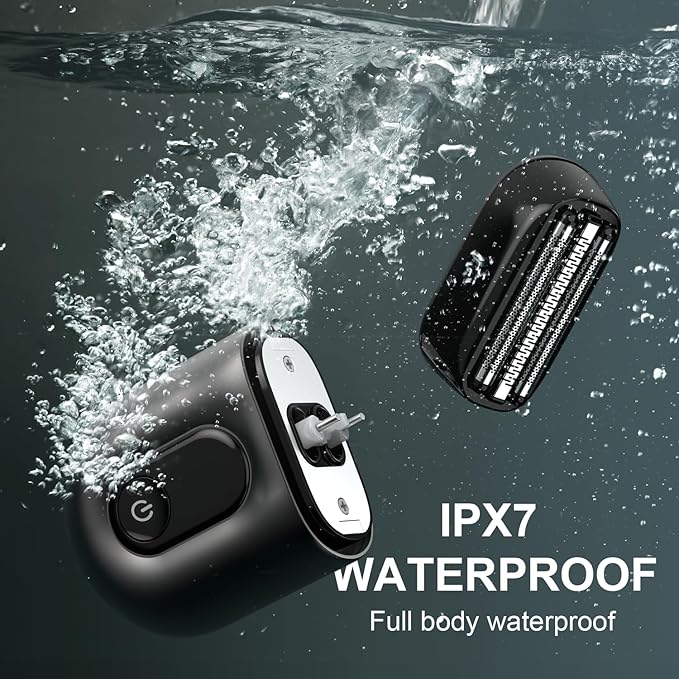 Electric Foil Shavers for Men: Mini Electric Razor with Big LED Display & 3 Floating Blades - IPX7 Waterproof Wet Dry Face Razor, USB Type C